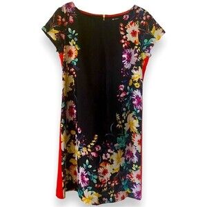 Eliza J | Black Floral Shift Dress Cap Sleeve | Size 4P
